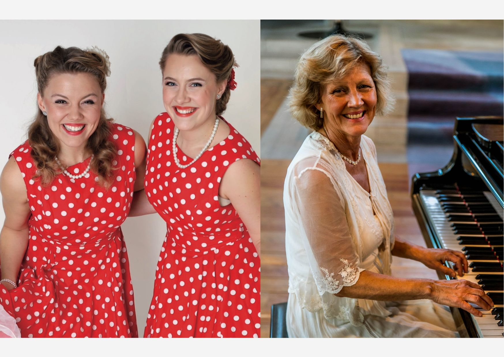 Bilden föreställer två sångerskor ur gruppen Hebbe Sisters och pianisten Ulrika Hebbe.